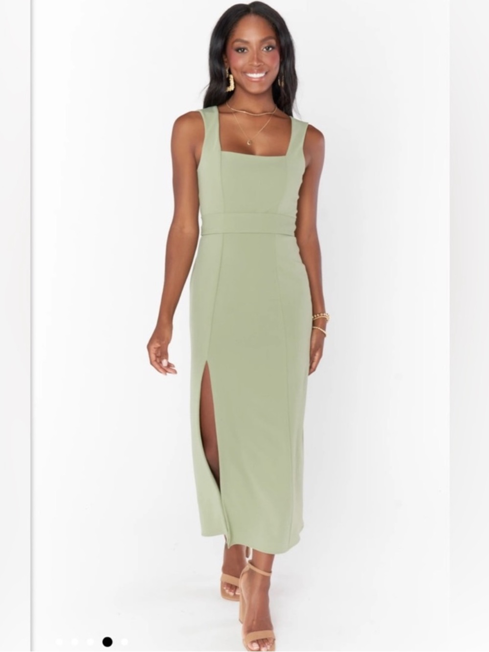 Show Me Your MuMu Sage Green Square-Neck Maxi Dress